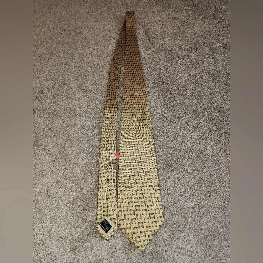 Gucci Tan And Brown Tie‎ With Geometric Pattern